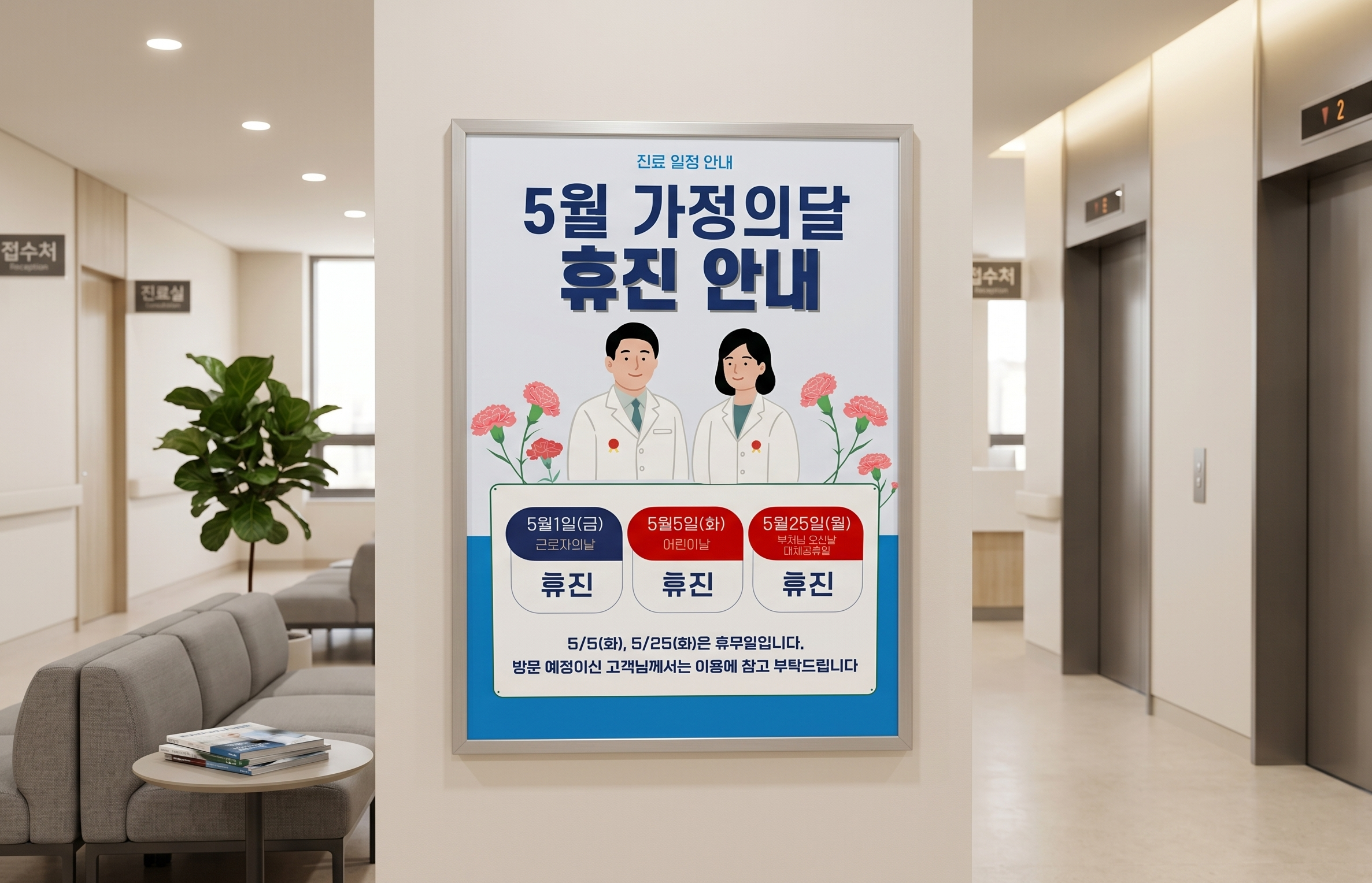 5월 가정의 달 휴진 안내 포스터 디자인